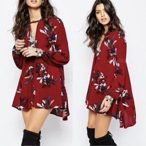 Free People Electric Orchid Print Swing Tunic Dress S